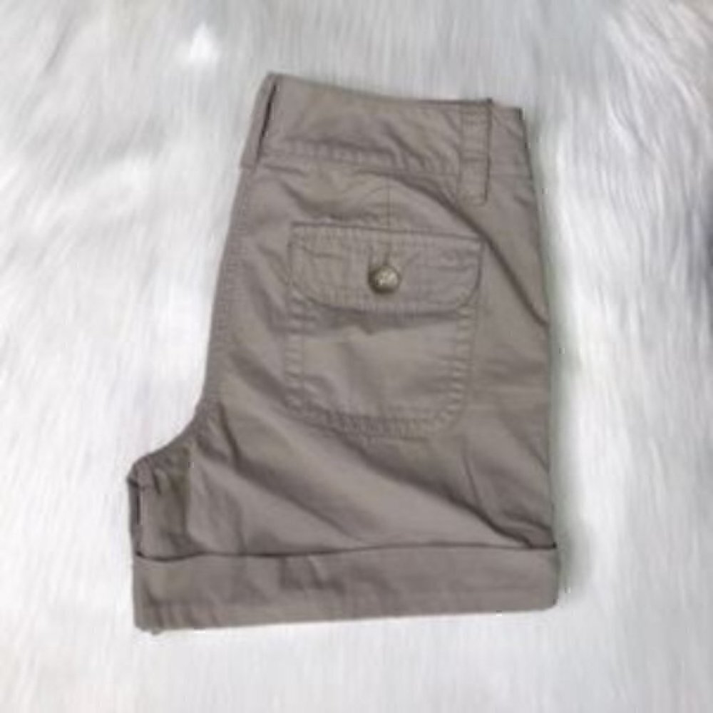 Ann Taylor Petites khaki shorts sz 00P tailored trouser cuffed short shorts - Picture 2 of 5